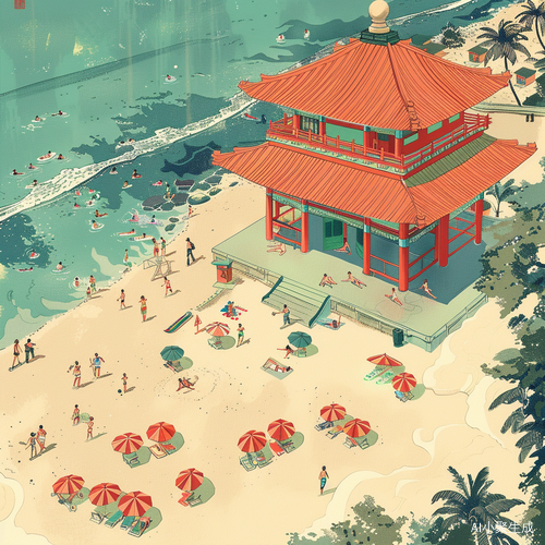 海滨浴场的夏日乐趣