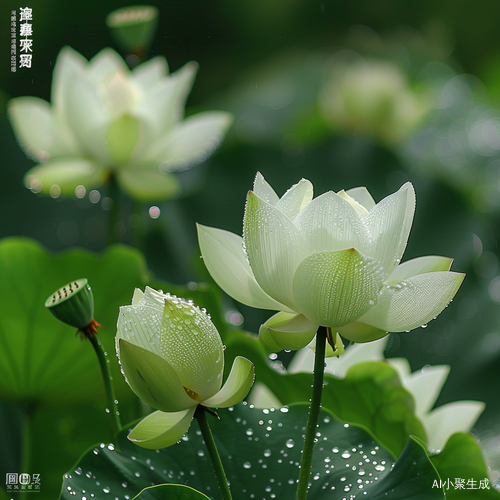 清风荷塘，花雨潋滟