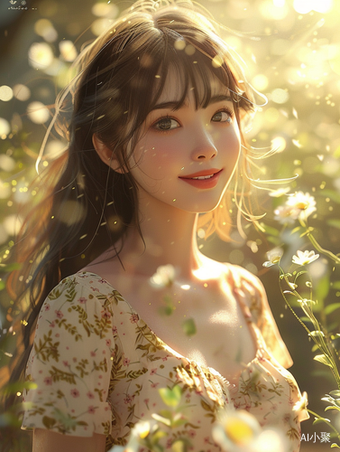 Cheerful Woman with Lovely Features in High-Quality CG