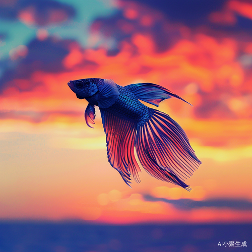 鱼翱翔晚霞