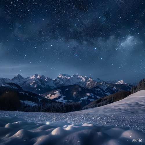 雪山之夜星空