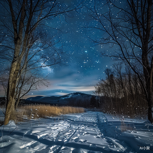 梦幻星空下的冬夜风光