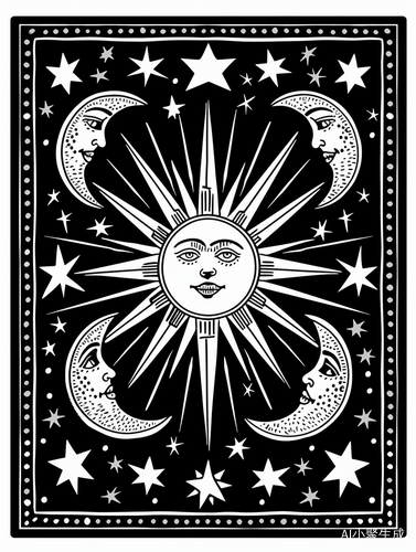 Gold Striped Tarot Patterns with Moon and Stars