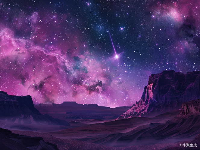 浪漫繁星深邃粉紫色流星