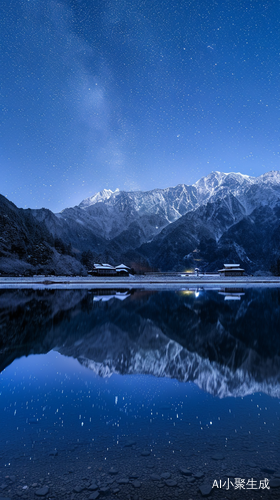 星空璀璨下的赛里木湖夜景