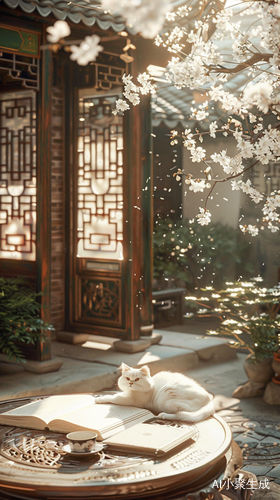 宁静晨光中的中式庭院画面
