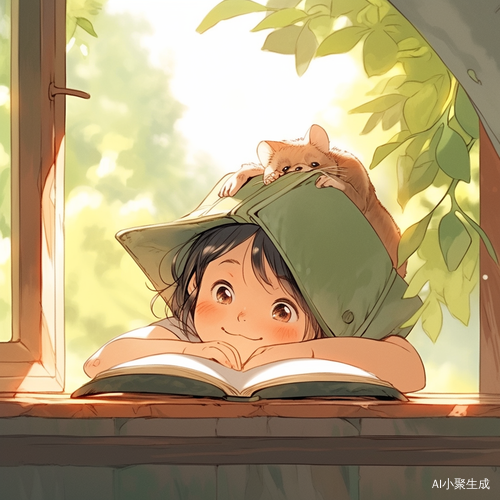 椅子上的小女孩与窗外的风景