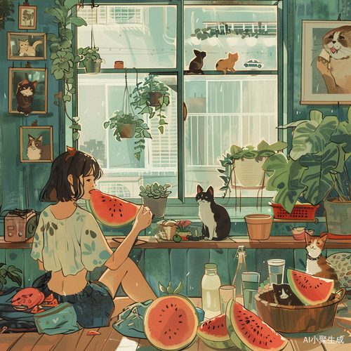 女孩在家享受惬意时光