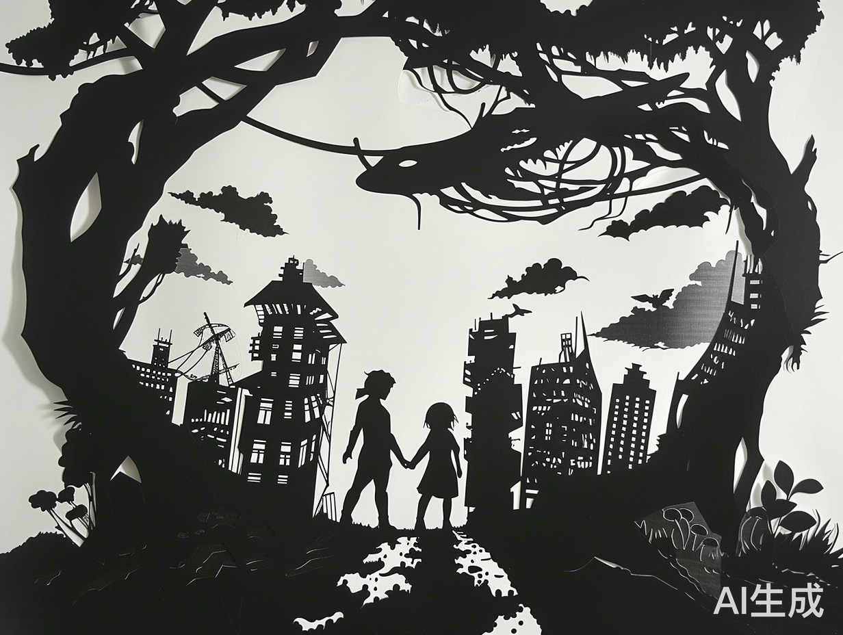 小学生文明过马路剪纸