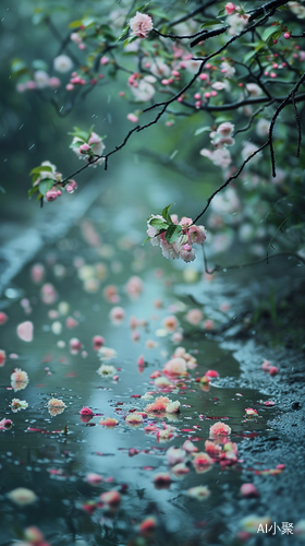 春日雨落，花开瓣落