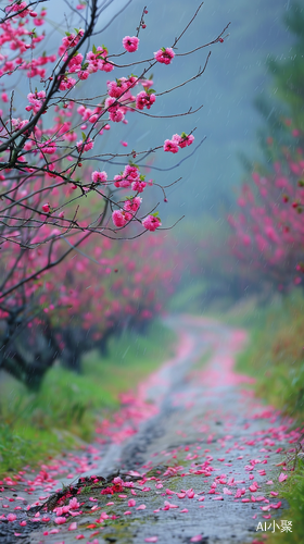 春日雨落，花开瓣落