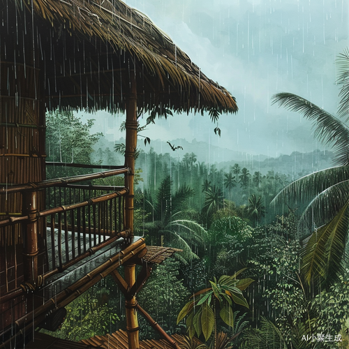竹林小屋与雨天