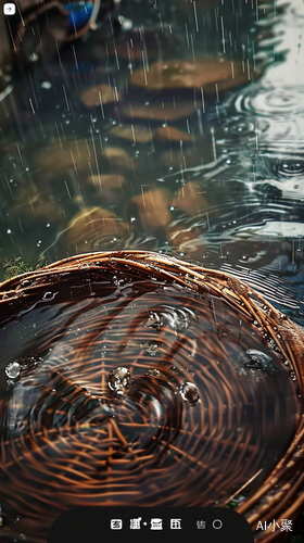 柳条随风飘荡，雨点落水间