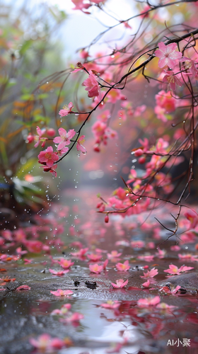 春日落花，生机宁静伴淡淡伤逝