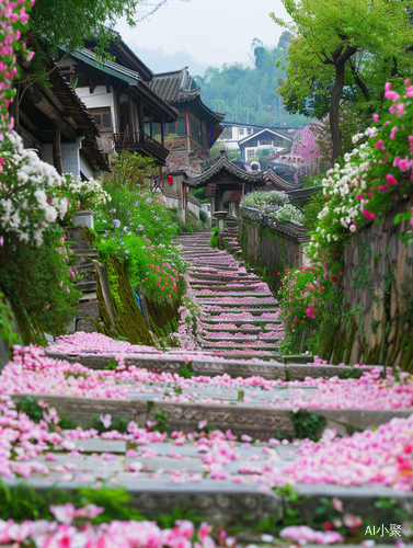 花海山顶江南建筑