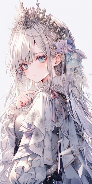 A pretty cute girl, silver hair, glow, style of anime art, Aurora punk, ultra-detailed illustrations,Rococo style art niji5-ar3:4