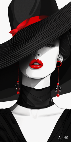 Black, Red, White: Fashion Hat and Earrings