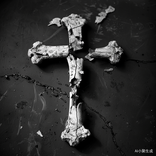 破损黑白骨十字架