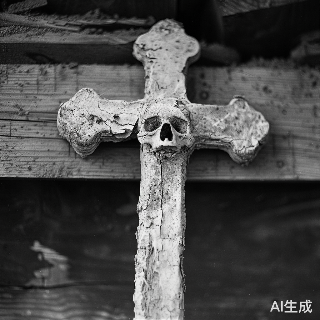 破损黑白骨十字架