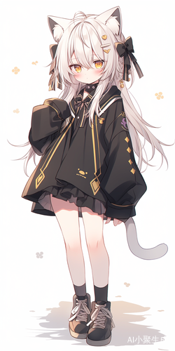 少女全身站立 猫耳水手服紫金异瞳