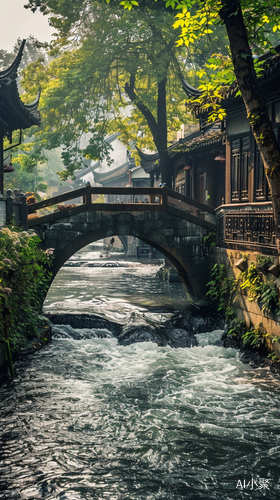 淮安河下古镇的护城河小桥流水