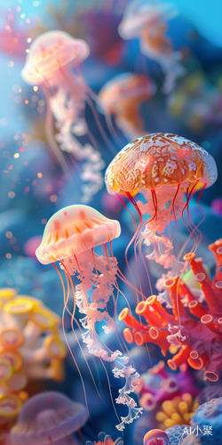 Enchanting Underwater Miniature Scene with Jellyfish