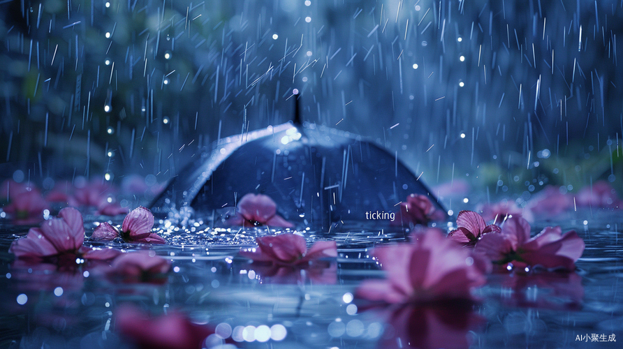 黑暗笼罩，雨丝飘落