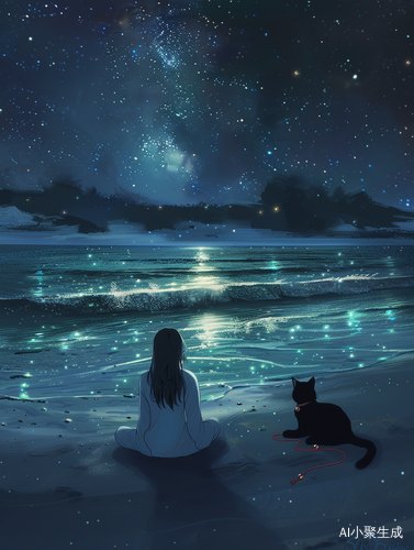 夜色沙滩，星辰伴禅