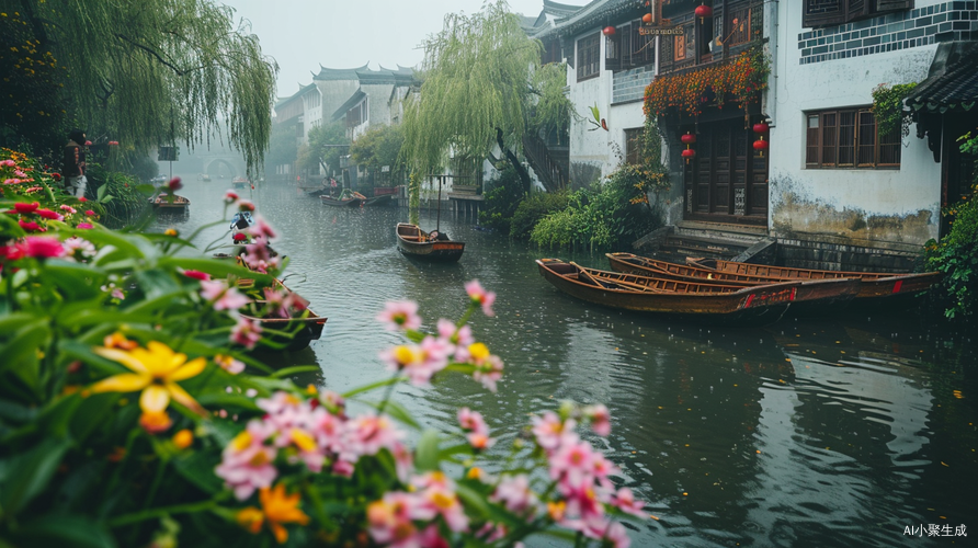 Scenic Jiangnan Water Town in High Definition Reality