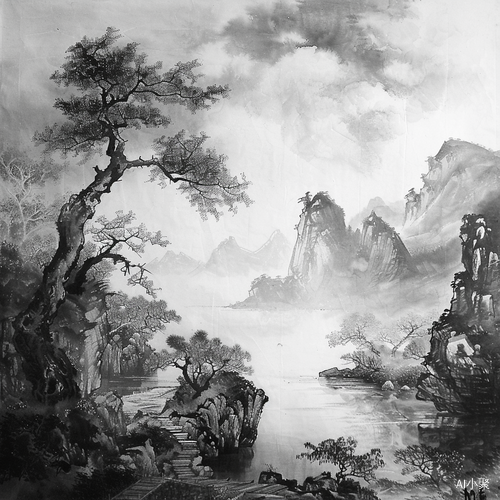 中国水墨画山水风