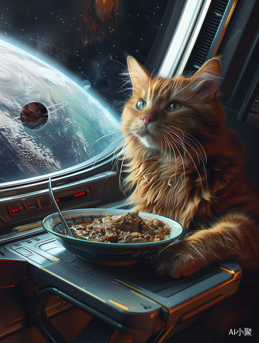 猫在宇宙飞船上吃牛肉面