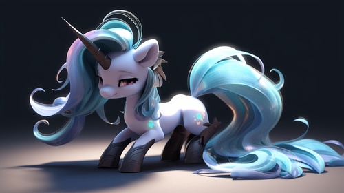 (可爱版)(萌萌小马宝莉)((卡通超立体)3D，my little pony)(小马宝莉神图)最高画质，最高质量，杰作，solo，景深，毛发细腻水润的小马，solo，(薄雾)，（水墨），银色和浅蓝色的鬃毛，线条毛发，长鬃毛，（（（（钛合金盔甲，）））），（精致的眼睛刻画），（精致的蓝色眼睛刻画），（精致的小马刻画），黑色小马宝莉，独奏，宇宙背景，看着观察者，破碎感，透明，色彩飞溅，渐变，闪耀的，浮云，精美的CG，华丽的高光，晶莹剔透，绝美的，迷人的，闪耀的，完美，超清，16k，高清，梦幻，水墨浮云，wlop，面部聚焦，(上半身），水淋湿白色纱布，电影效果 ，小马宝莉