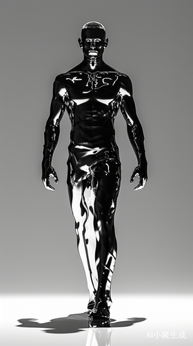 时尚男士正面全身俯视，单色背景3D效果