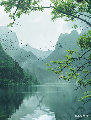山水花鸟，细雨微风