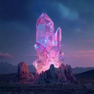 At night,This is surreal and complex CG rendering, transparent, starlight, round crystal, CG3D effect, volume light, super wide angle, sky, pink white light reflection,Tyndall light effect，super shocking reality 8K that affects complex details, Marc ADAMUS landscape photography, stereo light in real life, symmetry, 8K.HD ar 2:3 style raw stylize 750 v 3