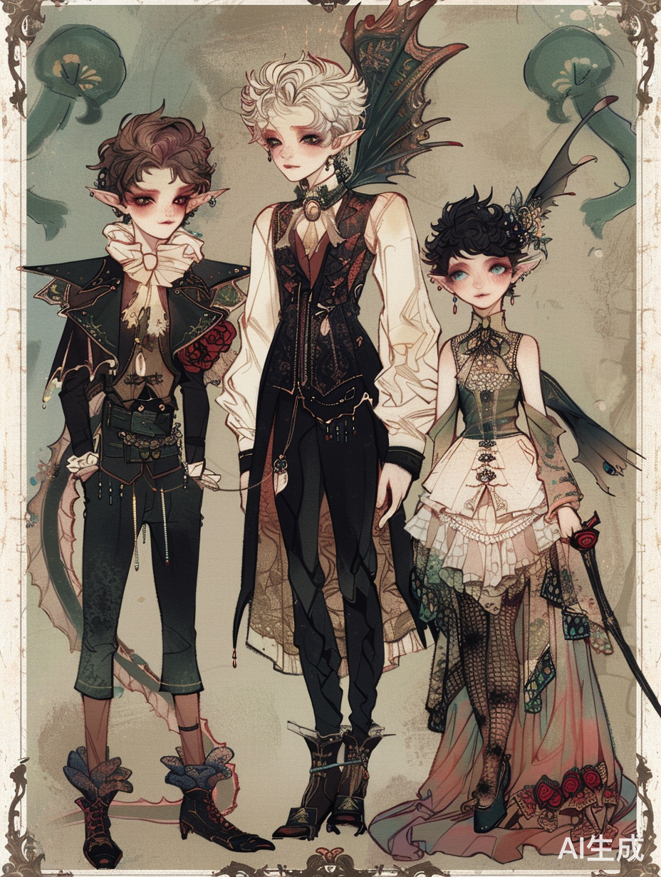 三男孩：高大沉稳，凤眼高挑腹黑小萝莉