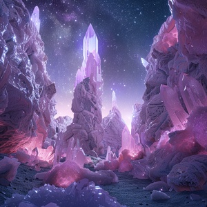 At night,This is surreal and complex CG rendering, transparent, starlight, round crystal, CG3D effect, volume light, super wide angle, sky, pink white light reflection,Tyndall light effect，super shocking reality 8K that affects complex details, Marc ADAMUS landscape photography, stereo light in real life, symmetry, 8K.HD ar 2:3 style raw stylize 750 v 3