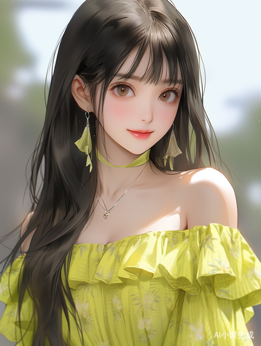 华丽浅黄色礼服美少女超高清画质震撼逼真