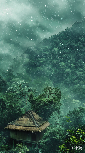 自然治愈：雨中茶屋，树林风景