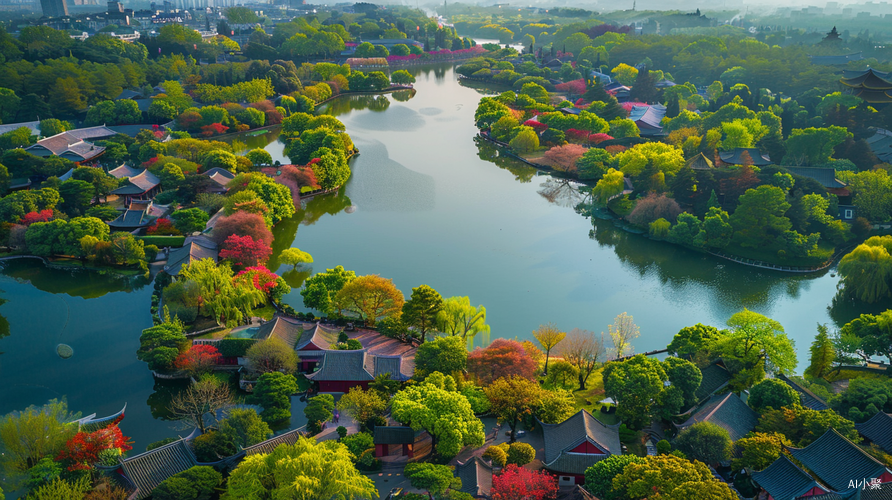 Aerial High-Definition Photography of Song Dynasty Spring Scenery