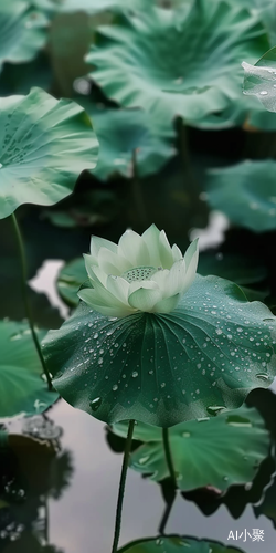 水中摄像荷叶荷花