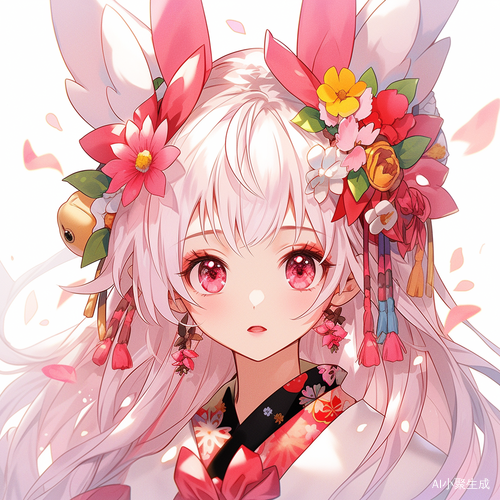 粉色双马尾兔耳女仆装