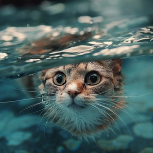 帮我生晨会一张猫猫在水里游泳的照片