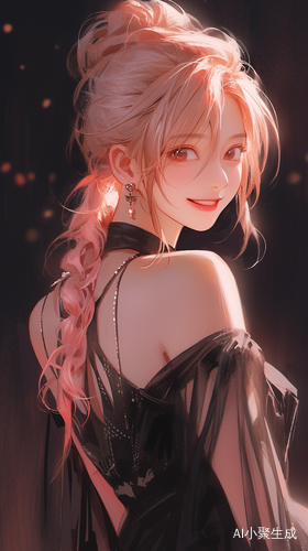 粉色暖意：简约画风中的少女面容