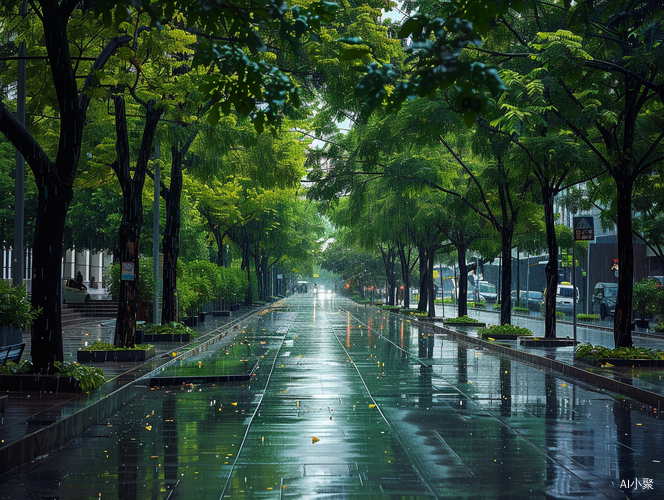 雨后城市的宁静时刻