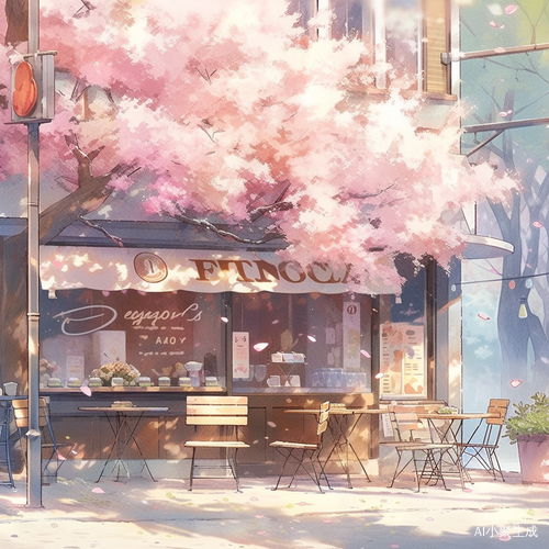Sailor Moon and Cherry Blossoms at European Coffee Shop