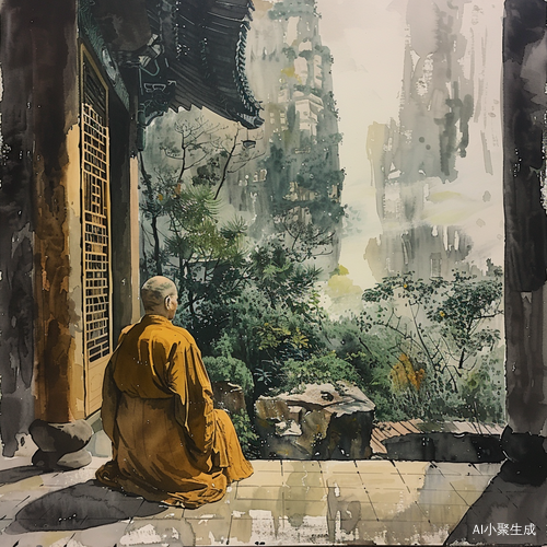 和尚老小转，窗外假山倒，别样风景绘画新