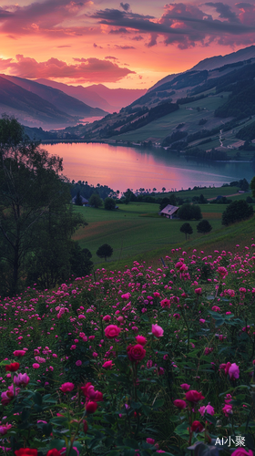 Breathtaking Sunset Over Pink Rose Sea