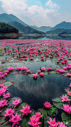 Enchanting Heart-shaped Lake with Lotus Flowers