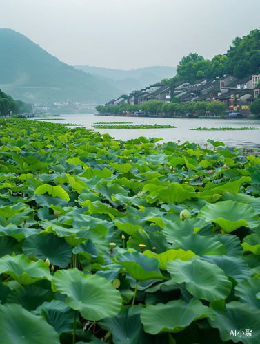 江南水乡莲塘景致